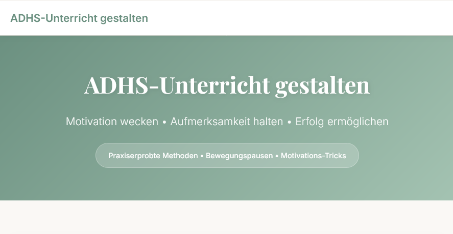 ADHS-Unterricht gestalten
